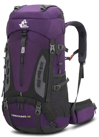 Bseash Mochila de senderismo ligera impermeable de 60L con cubierta de lluvia, mochila deportiva al aire libre para escalada acampar y turismo