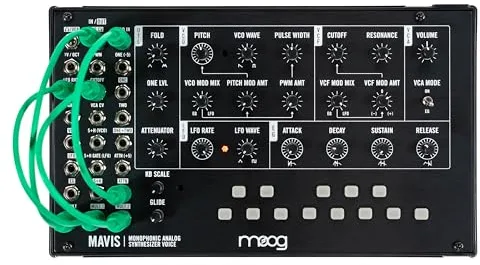 MOOG Mavis - Kit sintetizador analógico semimodular con teclado, oscilador analógico, filtro, generador de envolventes, wavefolder y tapa antipolvo