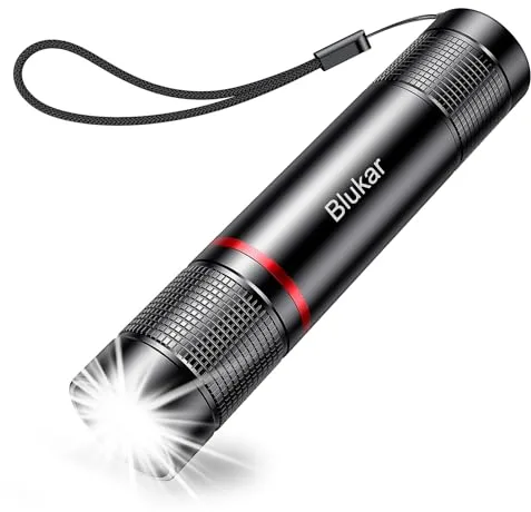 Blukar Linterna LED Recargable, 2000L Super Brillante con 4 Modos, Linterna de Aluminio Enfoque Ajustable - Ultra Portátil para Ciclismo, Camping, Montañismo etc.