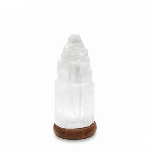 AROMASENSES | Lámpara de Selenita Natural 25 cm Catedral | Luz Ambiental Relajante | Limpieza Energética | Ideal Para Meditación y Espacios Zen