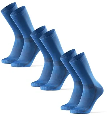 DANISH ENDURANCE Calcetines de Ciclismo, Calcetines Deportivos Anti-Ampollas Hombre Acolchados y Transpirables, para Hombres y Mujeres, 3 y 5 Pack, Azul, 43-47