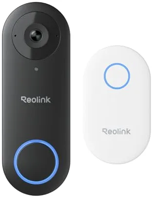 Reolink PoE Timbre Inalámbrico Exterior Impermeable, Súper HD 2K+, Visión Diagonal 180°, Audio Bidireccional, Detección de Personas, Visión Nocturna, Alertas, Funciona con NVR, Video Doorbell PoE