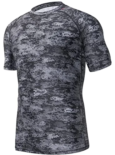 HUGE SPORTS Chaleco de neopreno para hombre, de manga corta, secado rápido, para surf, BJJ, Jiu Jitsu, Pixel Dark, S