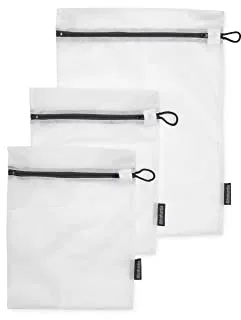 Brabantia - Bolsas para Lavadora - Bolsa de Malla Protectora para Ropa - óptimo para Sus Prendas Delicadas - Esenciales para la Colada - Juego de 3 en 2 Tamaños - Blanco - 33 x 25 cm / 45 x 33 cm
