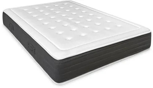 DUÉRMETE ONLINE Colchón Viscoelástico Bio Nature, Ecosostenible, Dureza y Confort Óptimos, Firmeza Media-Alta, Antiácaros, Antibacteriano e Hipoalergénico, Blanco, 135 x 190 cm