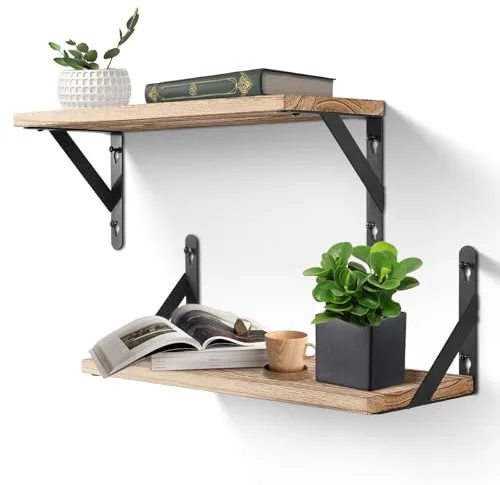 Uten Estante Pared, Baldas Pared de 2 Capas, Estante de Pared de Madera de 42,5 cm, Carga Máxima de 30 kg, Adecuado para Dormitorios, Salas de Estudio, Oficinas, Salones, Cocinas, Baños