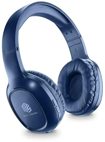 Music Sound Headband Bluetooth Basic Audífonos Auriculares Stereo Supraaurales Bluetooth Expandibles con Control Remoto - Batería 14 Horas - Standby 120 Horas - Recarga 2 Horas - Azul