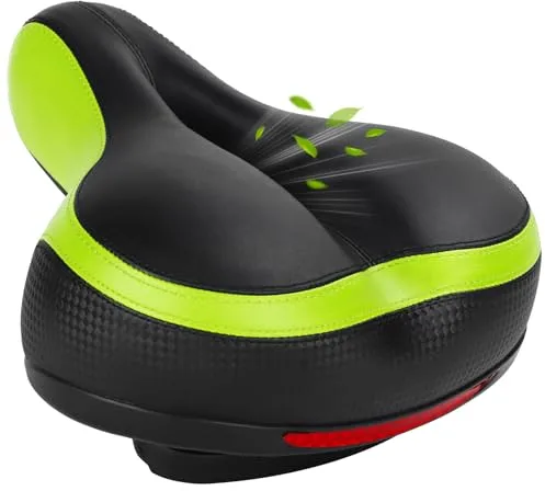 Dripex Sillín Bicicleta Cómodo Impermeable, Sillín de Bicicleta Gel (Negro+Verde)