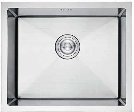 Ibergrif M85043 Fregadero Cocina 50 x 43 cm, Fregadero Bajo Encimera o Sobre Encimera con Filtro de Drenaje, Acero Inoxidable