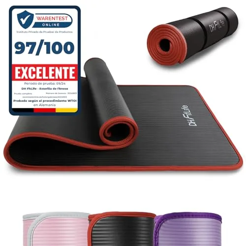 DH FitLife Esterilla de entrenamiento, esterilla deportiva, 183 x 61 x 1 cm, esterilla de gimnasia extra resistente, esterilla de yoga antideslizante y gruesa, alfombrilla de entrenamiento (negro)