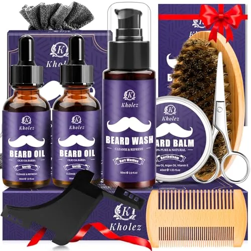 Regalos Para Hombres, Kit Cuidado Barba Para Hombres Con Aceite De Barba, Champú Barba, BáLsamo Barba,Modelador De Barba, Kit De Cuidado Para La Barba, Regalos Para El Día Del Padre Para Hombre