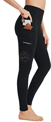 BAYGE Leggings Deportivos Térmicos Mujer Cintura Alta Fleece Forrado Impermeable Opaco Control Vientre Ajustado Slim Fit Yogahose Pantalón Deportivo Sweathose Fitness con Bolsillos, Negro, M