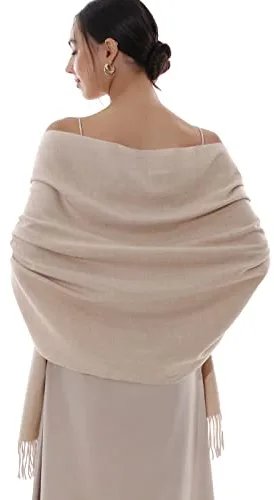 RIIQIICHY Bufandas para Mujer Invierno Chal Fiesta Estolas para Bodas Pasminas Grandes Beis Pañuelos Fular Foulard