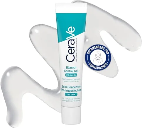 CeraVe Gel Control Imperfecciones, Para Piel con Tendencia Acneica y Grasa, Reduce las Manchas e Imperfecciones, Enriquecido con AHA y Ácido Salicílico, 40ml