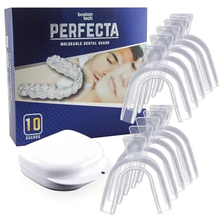 10 Férulas de Descarga Nocturna Perfecta | Ideal Contra Bruxismo, Rechinar los Dientes, Trastornos del ATM, Bandeja blanqueador | Protectores Dentales Ajustables + 1 Estuche | Calidad Médica Sin BPA