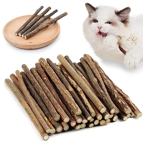 OSDUE Masticar Palos Gato, 32 Palitos De Hierba Gatera, Palitos de Catnip para Gatos, Palo De Gato 100% orgánico Natural, Gato para Aliviar el Aburrimiento de los Gatos y Limpiar los Dientes