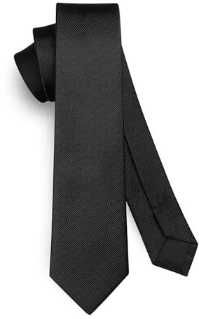 HISDERN Corbatas para hombre Corbatas delgadas de color sólido negro para hombres Corbata de boda Corbata de negocios formal clásica para hombres 6 cm