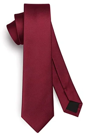 HISDERN Corbatas para hombre Borgoña Color sólido Corbatas delgadas rojas para hombres Corbata de boda Corbata formal clásica de negocios para hombres 6 cm
