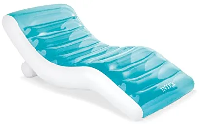 Intex 56874 Splash Lounge Colchoneta Hinchable, Flotador para Piscina, Capacidad 1 Persona, Peso Máximo Soportado 100 kg, Medidas 99x191 cm, con Porta Bebidas, Splash Azul
