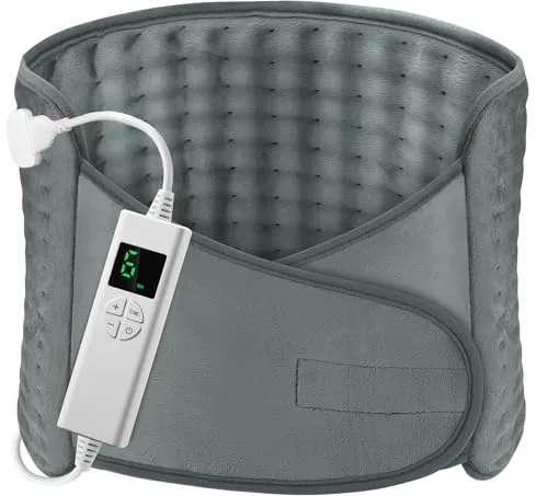 Manta Electrica OneAmg 126X30 cm Esterilla Electrica con 6 Niveles de Temperatura y Apagado Automático Lavable Calentamiento Rápido Almohadilla Eléctrica Lumbar Espalda Cuello Cervical Abdominal Gris