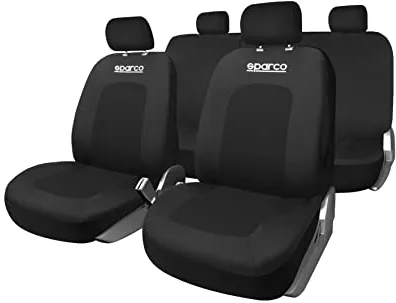 Sparco Juego Completo de Fundas de Asiento Sparco Sport, Universales, Color Negro