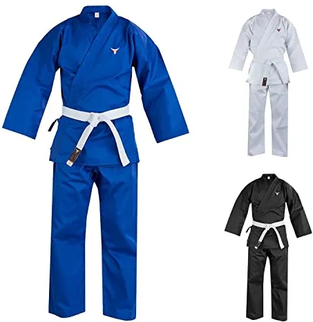 Mytra Fusion Karate Gi Infantil con Cinturón – Traje de Entrenamiento de Artes Marciales 200 g para Niños y Niñas – Uniforme de Karate para Estudiantes (Azul, 000/110)