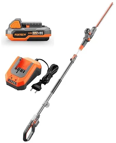 FUXTEC FX-E1HH20 Cortasetos telescópico sin Cable de 20 V - con bateria de 2Ah y Cargador de1A