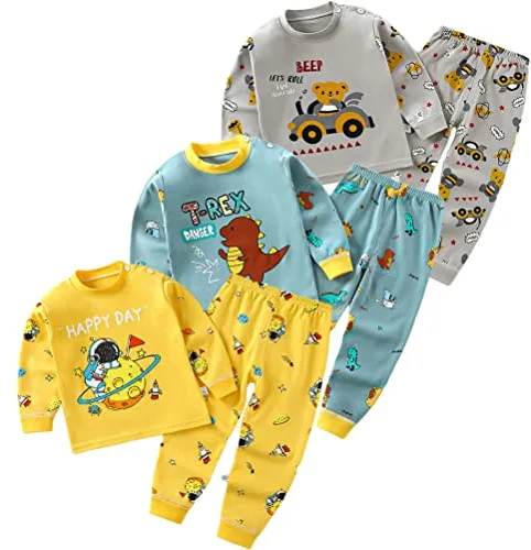 XM-Amigo 3 Juego de Pijamas de algodón de Dibujos Animados para niños Pijama de algodón para bebés Ropa Interior de Cuatro Estaciones Juego para niños (tamaño de la Etiqueta: 90/60) 2 años