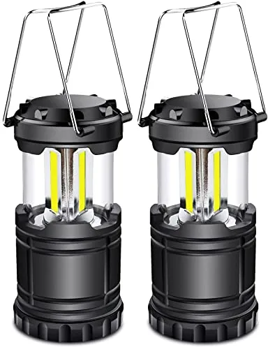 Extrastar 2 luces LED a pilas, lámpara portátil de supervivencia, linterna impermeable para acampada, apta para huracanes, emergencias, tormentas y cortes de electricidad, negro.