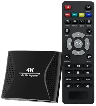 ZUMKUNM Reproductor Multimedia Digital 4K UHD y 1080P para Tarjetas USB y microSD señalización Digital H.265 H.264 MP4 MKV Video MP3 Music JPG Photo 4K HDMI analógico AV Coche Localización y Espacio