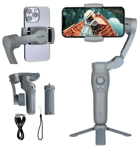 Rollei Steady Butler Mobile 3 SE Gimbal para Móvil, Estabilizador 3 Ejes Ligero y Plegable Compatible con iPhone 16/15/14/13/12 Pro MAX y Android para Grabación de Video TikTok Youtube Instagram Vlog