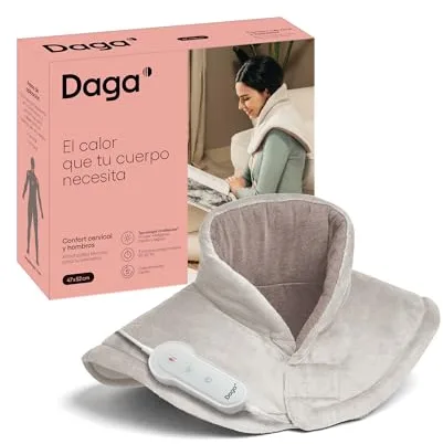 Daga, Almohadilla Térmica Confort Cervical y Hombros, Tecnología Intellisense, Doble Tejido, Multitemporizador, 4 Temperaturas, 47x52 cm