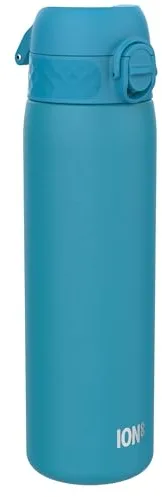 ion8 Botella Agua Inox Ligero, 600ml, Sin Aislamiento, a Prueba de Fugas, Fácil de Abrir, Cerradura Segura, Aptas para Lavavajillas, Fácil de Limpiar, Resistente a Rayones, Azul