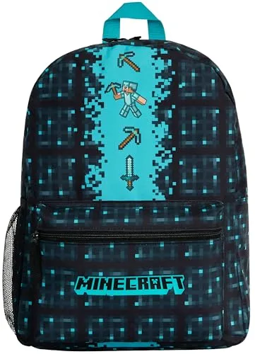 Minecraft Mochila con Bolsillos para Niños - Regalos para Gamers (Azul)