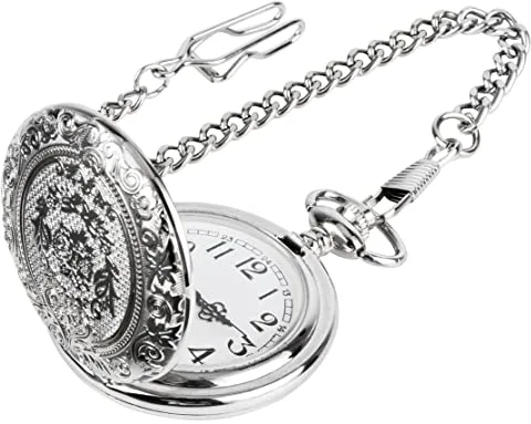 JSMTKJ Reloj de Bolsillo de Cuarzo con Cadena de números árabe clásico y Vintage para Hombres Mujeres Padre Cumpleaños Aniversario