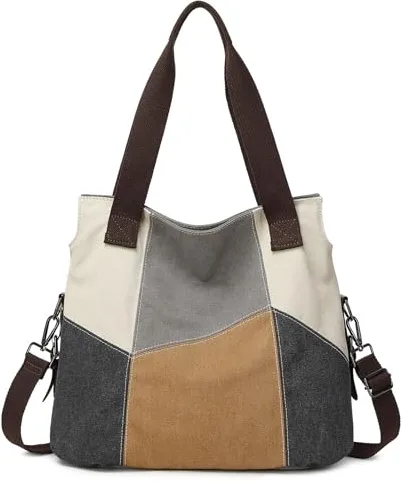 SIVENKE Bolso de Lona para Mujer Bolso de Las Señoras de la Lona Bolso de Hombro de Las Mujeres Bolso Bandolera Bolso Tote Bolso Shopper