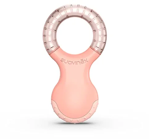 SUAVINEX Mordedor de Bebé Refrigerante, a partir de 4 Meses. Anillo de Dentición Refrigerante, con Relieves, Rosa