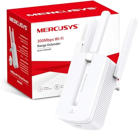 MERCUSYS MW300RE - Repetidor Wi-Fi N300Mbps, Dos potentes Antenas externas, Amplificador, Indicador de señal Inteligente, WPS, MIMO, Configuración de aplicación