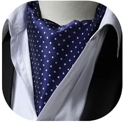 HISDERN Corbata Ascot Azul Hombre Foulard Boda Elegante Corbatas Ascots Lunares