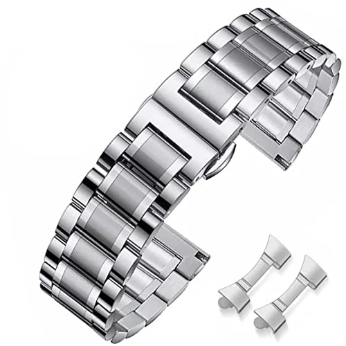 HEYOZURY Correas de Reloj Meta de Acero Inoxidable para Relojes con Extremo Recto y Curvo 16mm 18mm 19mm 20mm 22mm 24mm Pulseras de Banda de Repuesto de Metal para Hombres Mujeres
