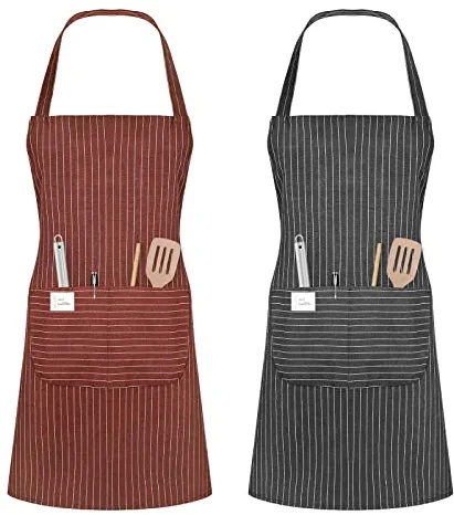 Vicloon Delantal de Cocina Ajustable, 2pcs Mandiles de Cocina con Bolsillos, Antiincrustante, para Cocinar Hornear, para Mujer Hombre Pareja