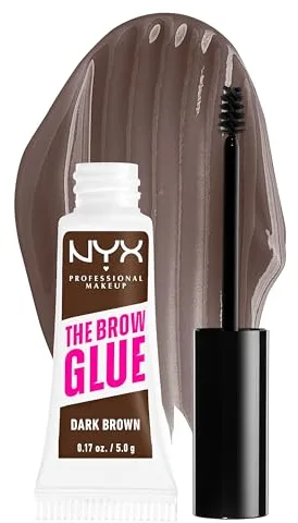 NYX Professional Makeup, Gel Fijador de Cejas con color The Brow Glue, Fijación extrema, Larga duración, Dark Brown