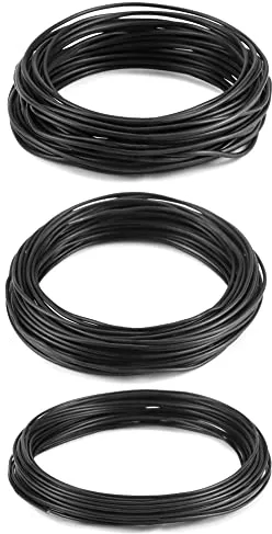 QWORK® 3 Rollos Alambre Bonsai, Alambre Aluminio Anodizado pour Formación Bonsai, 1,0mm/1,5mm/2,0mm, Cada Tamaño 10 m (Negro)