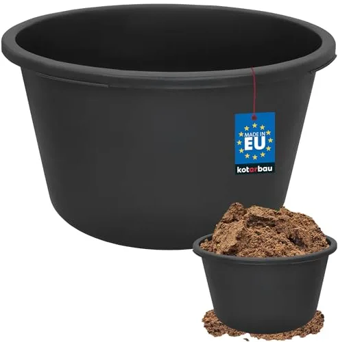 KOTARBAU® Cubo Redondo para mortero, 90 L, Negro, Plástico Resistente, Depósito, Barreño, Tanque, Contenedor de Agua para riego, Cubo de construcción para Mezclar Cemento, Recipiente Universal