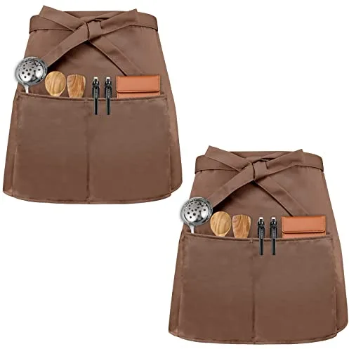 2 Pcs Delantal de Cocina Con 3 Bolsillos Para Hornear - Para Hombre y Mujer en Bistro, Restaurante, Hotel, Café - Chef, Camarero, Limpieza, Pintura, Jardinería