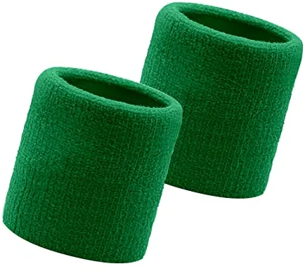 Flintronic Juego de Muñequeras, 2 Bandas Deportivas para el Sudor para Hombres y Mujeres, Muñequeras para el Sudor, Engrosadas Suaves para Baloncesto, Gimnasio, Gimnasia, Tenis, Fútbol (Verde)