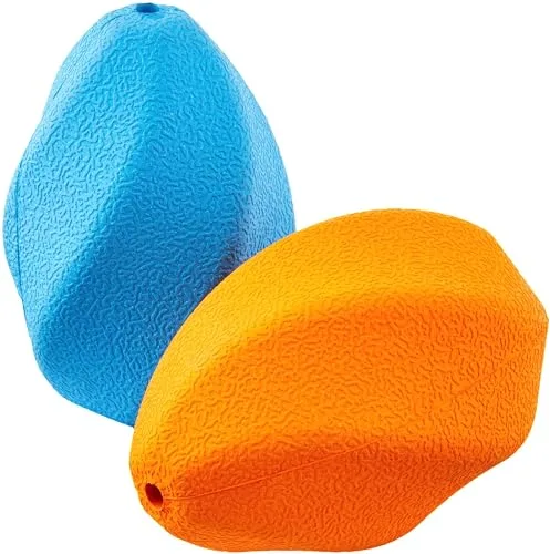 Amazon Basics Juguete para perro, dispensador de comida, masticable, juego de 2, tamaño grande, Azul, Naranja