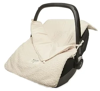 Jollein Boucle Naturel Teddy - Saco infantil para silla de coche grupo 0+ y cochecito de bebé, para cinturón de 3 y 5 puntos, color crema
