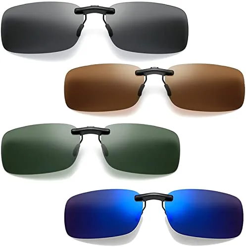 Mikqky 4 Piezas C-lip para G-afas Para Sol, Clip de Gafas Polarizadoras, Clip Gafas de Sol Polarizadas Lentes, 4 Colores, Gafas de Sol para Miopía Sin Montura para Hombres y Mujeres