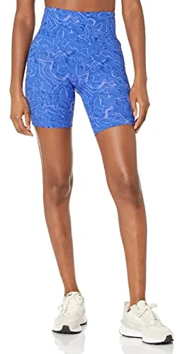 Amazon Essentials Active Sculpt - Pantalones cortos de ciclismo para mujer, talle alto, 7 con bolsillos, mármol multicolor, talla M